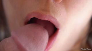 Her Sensual Lips  Tongue Make Him Cum In Mouth, Super Closeup 4K 1080p-2