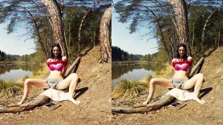 083  Long Leg Evelin Outdoor In Forest Masturbate With Dildo  3DVR180 S-0