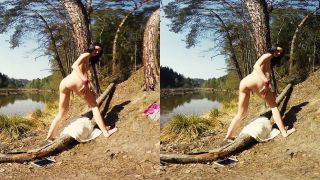 083  Long Leg Evelin Outdoor In Forest Masturbate With Dildo  3DVR180 S-9