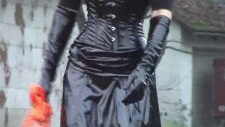 7106 Black shine fetish classic change corset-2