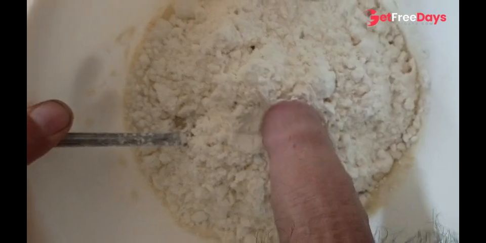 Baking you a cake for your birthday and playing with my uncircumcised dick