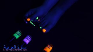 Foot Fetish , Black Light Toe Painting with Chill Music SFW bdsm -7