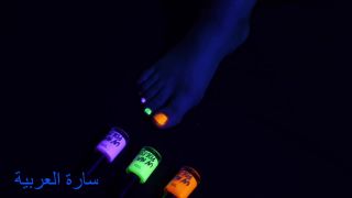 Foot Fetish , Black Light Toe Painting with Chill Music SFW bdsm -8