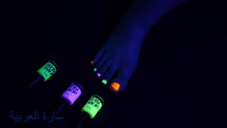 Foot Fetish , Black Light Toe Painting with Chill Music SFW bdsm -9