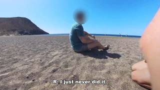 Francy Rossi - NUDIST BEACH WHORE Exhibitionist Amateur Girl Blowjobs Stranger Sorrounded by old Voyeur Men [1080p] - Teen-3