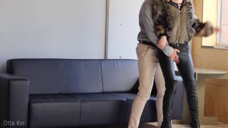 Fuck me rough in torn leather leggings and fur coat (shor...-2