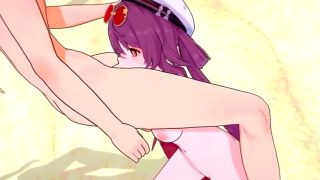 60Fps Hu tao gets Hot and Horny at the beach - Genshin Impact-0