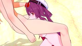 60Fps Hu tao gets Hot and Horny at the beach - Genshin Impact-2