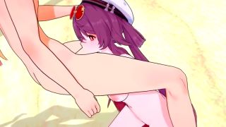 60Fps Hu tao gets Hot and Horny at the beach - Genshin Impact-3