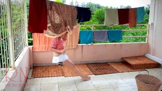 7144 Naked Laundry  the Maid is Drying Clothes in the Laundry...-5