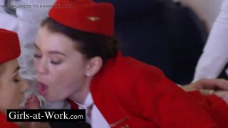 Fours in a plane with 2 stewardesses uniform porn feat misha c....-5