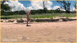 WifeyDoesHot MILF plays nude beach football Enjoy-7