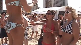 clip 22 Spring break beer party on the beach of South Padre Island, Texas, lesbian foot fetish worship on party -6