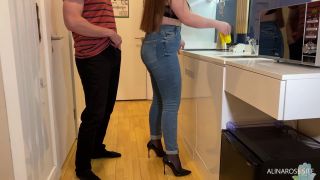 Alina Rose STEP MOM PULLED DOWN HER JEANS SO I CAN JERK OFF AND CUM ON HER PANTYHOSE ASS-2