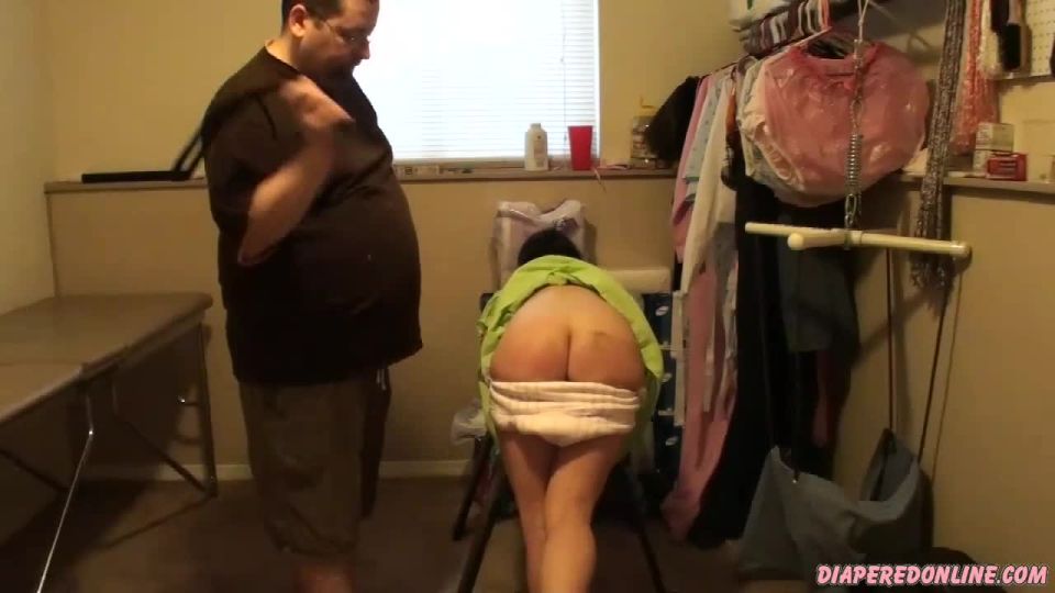 DiaperedonlineEmma Emma Belt Spanking Over Bench