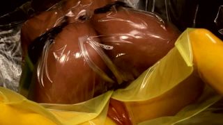 Latex Hard plastic fetish lesbians and re-breather bag fa...-4