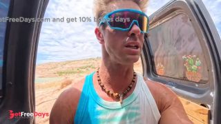 Camping and thonging in public Sex while camping van life windy day-1