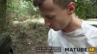 Mature4K MATURE4K. Brunette on high heels seduced a young guy in the woods and fucked in public-0