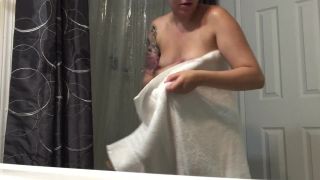 Hot tatooed girl after shower. hidden cam-1