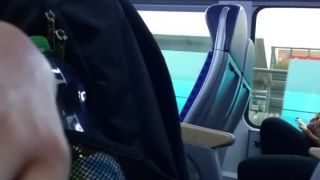 Dude plays with his cock in public transportation Public!-4