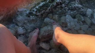 M@nyV1ds - PregnantMiodelka - Foot fetish Girl rubbing big stone with-0