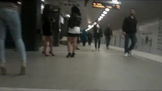 Perfect girl in high heels waits for  train-5