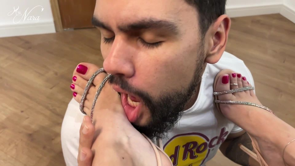 online adult video 45 Mistress Nara Neveu - Nara teases with pink toenails and shining sandal - Part 1 - FullHD 1080p on fetish porn stocking foot fetish