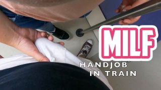 Xvideos RED Chubby Horny Milf Jerk off Stranger Inside Pants in Public Train-9