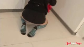 spying on stepmother while she cleans the house, brunette, Latina, big ass, busty.-4