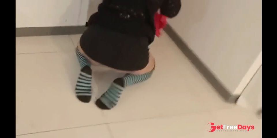 spying on stepmother while she cleans the house, brunette, Latina, big ass, busty.