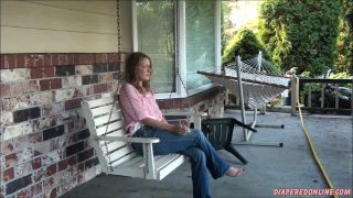 DiaperedonlineAmber Amber Smoking Outside Diapered-3