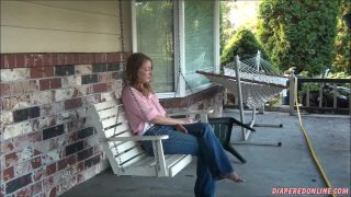 DiaperedonlineAmber Amber Smoking Outside Diapered-4