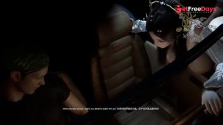 3D big boobs Asian whore cheating with big cock in the car-6