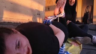 Foot tickling – Tickle Nail – Hogtied on the rooftop-4