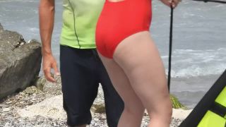 Blonde's hot pussy bulge in swimsuit-9