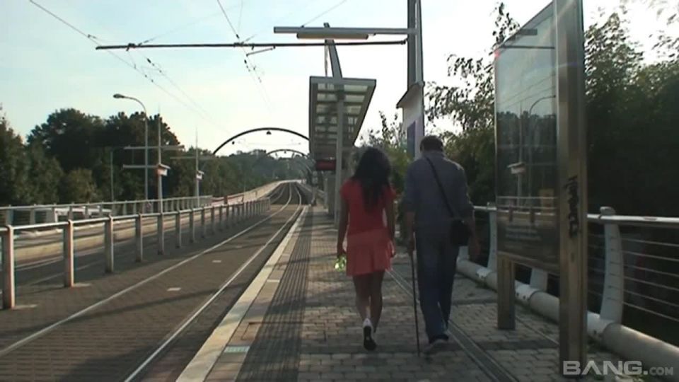 Exotic Elis Black Sucks Cock And Masturbates On Busy Streetcar Bridge Public!