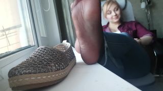 Rina Foxxy - black nylon, feet flats tease Sex Clip Vide...-0
