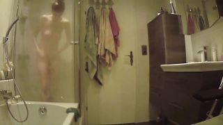 Hot cousin poses in bathroom before  shower-9