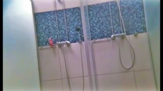 Cute blonde pigtailed girl taking a shower. hidden cam-1