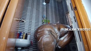 Big Cock Hard Fuck Ebony Milf Homemade Shower Standing Doggystyle Fuck - Mara Exotic-1