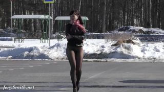 walking in seamless pantyhose and boots 2-6