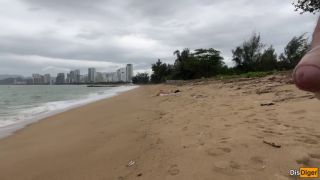 Beach Babe Can I Cum On Your Tits - Public Cock Flashing On The Beach-1