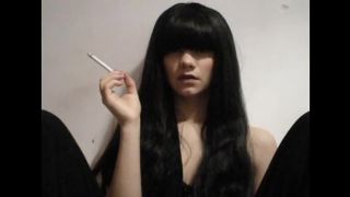 Long Haired Bitch Smoking A Cigarette.-3