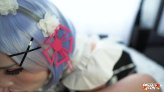 Sweetie Fox – Sexy Maid Rem Sucks and Hard Fucks Subaru Cosplay-1