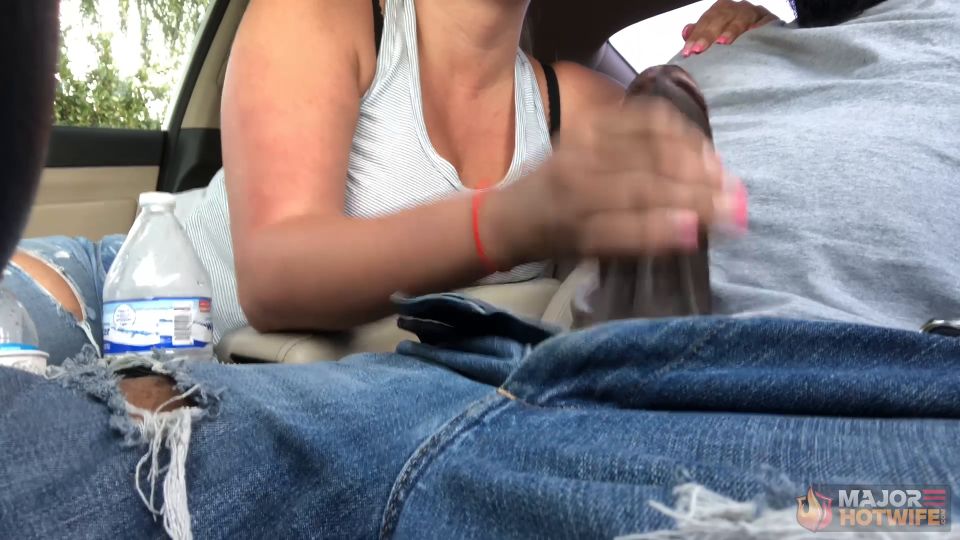 Russian Goddess - Hotwife Handjob In The Car - Handjob