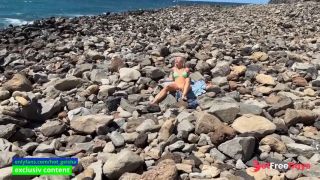 Sex and Blowjob in Public on the Beach from a Blonde and a Brunette-3
