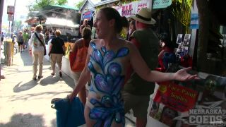 Nude Girls With Only Body Paint Out In Public On The Streets Of Fantasy Fest 2018 Key West  Florida-0