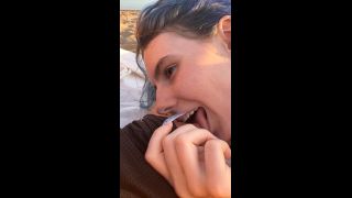 Sex On a Public Beach After Kebabs - reampie For 18 Year Old Cute Girl - Darcy Dark - Cumshot-1