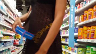 Candid voyeur hot in yellow thong see thru dress-3