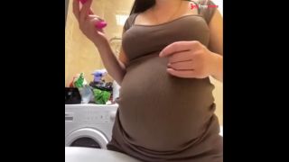 Big milky tits of pregnant stepmom in the bathroom-5
